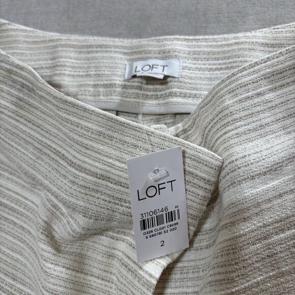 NWT Loft Striped Flat Front Shorts Size 2 Beige Classic Retro Dressy Picnic - Picture 4 of 11